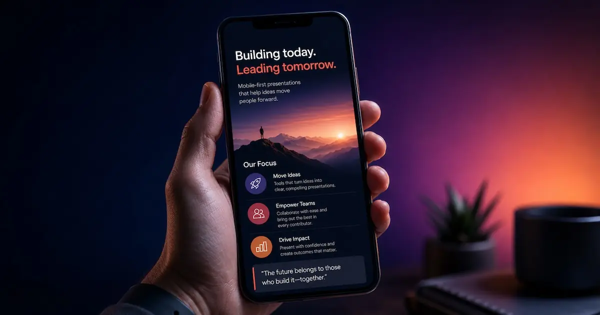 2026 presentation design trends, with mobile-first vertical decks leading the shift