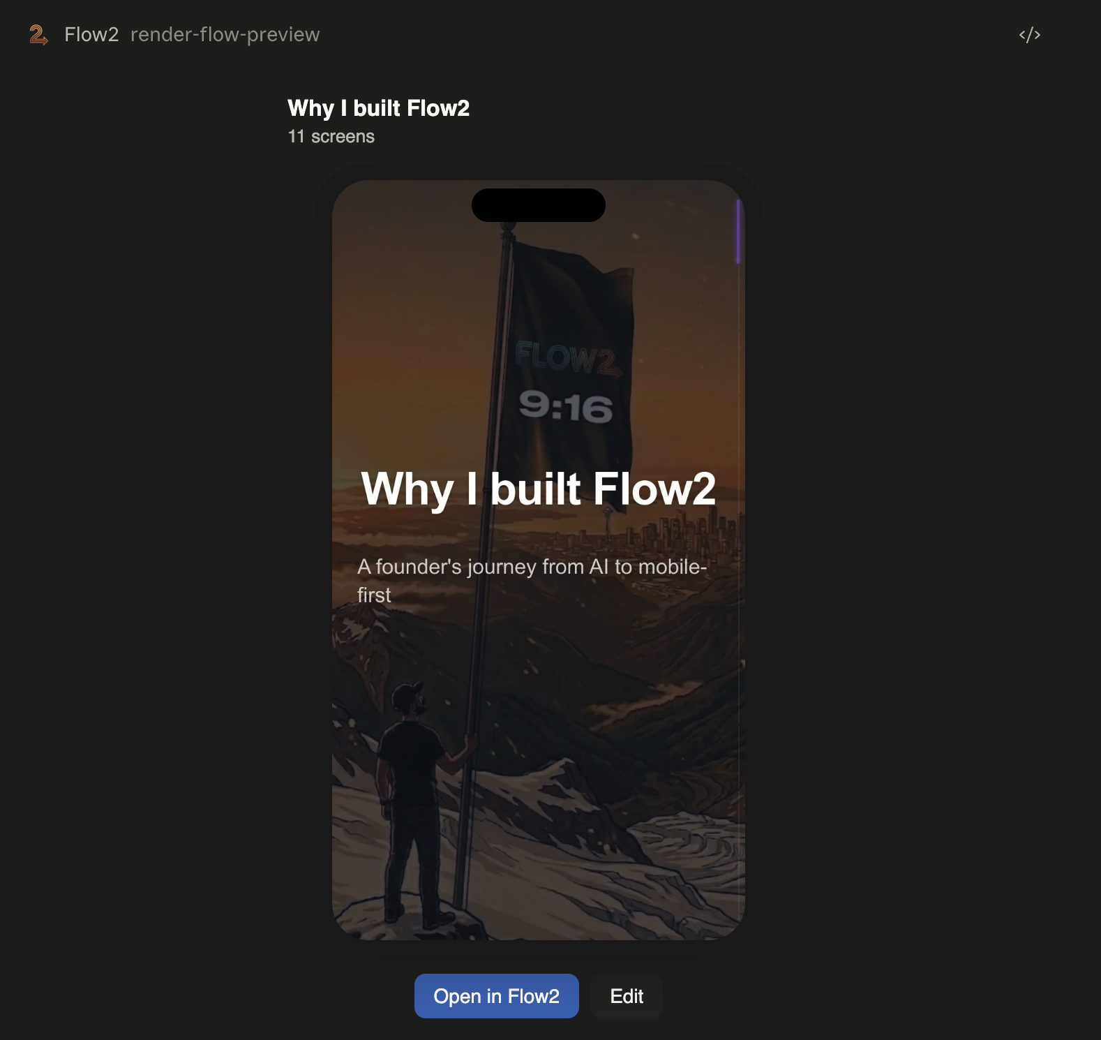 A Flow2 presentation rendered inline inside a Claude conversation